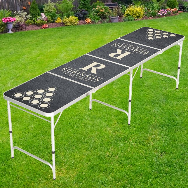 Dark Granite Stone Family Name & Initial Beer Pong Table (Creator Uploaded)