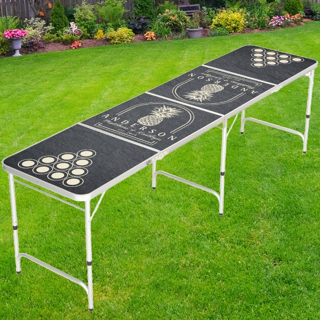 Dark Granite Stone Pineapple Wedding Arch & Name Beer Pong Table (Creator Uploaded)