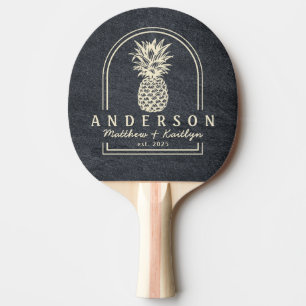 Dark Granite Stone Pineapple Wedding Arch & Name Ping Pong Paddle