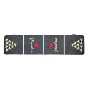 Dark Granite Stone Vintage Heart Signature Beer Pong Table