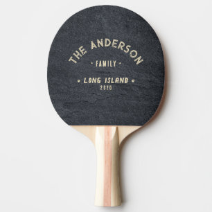 Dark Granite Stone Vintage Seaside Family Name Ping Pong Paddle