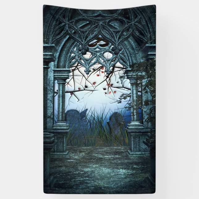 Dark Graveyard Background Banner (Vertical)