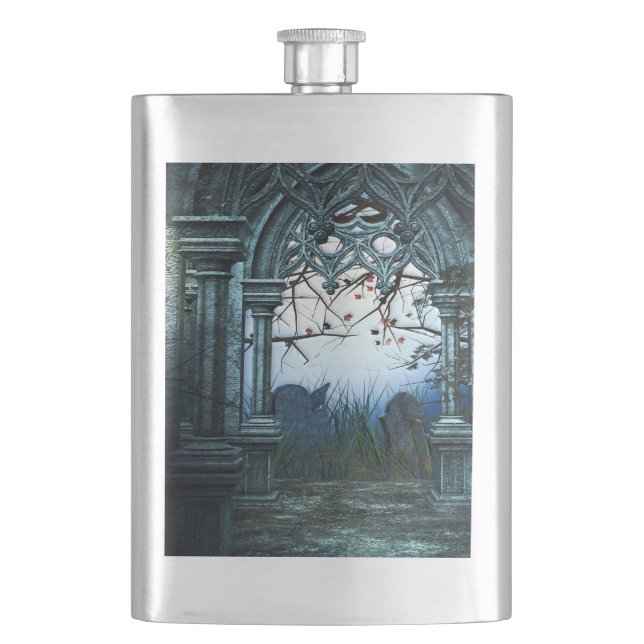 Dark Graveyard Background Flask (Front)
