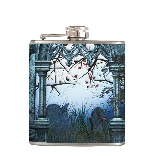 Dark Graveyard Background Flask (Front)