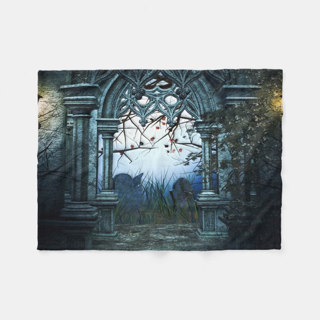 Dark Graveyard Background Fleece Blanket (Front (Horizontal))
