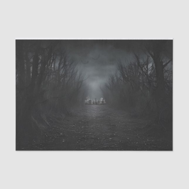 Dark Graveyard Cemetery Halloween Decoupage  Tissue Paper (Front)