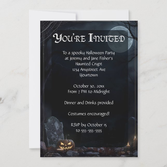 Dark Graveyard Halloween Party Invitation (Front)