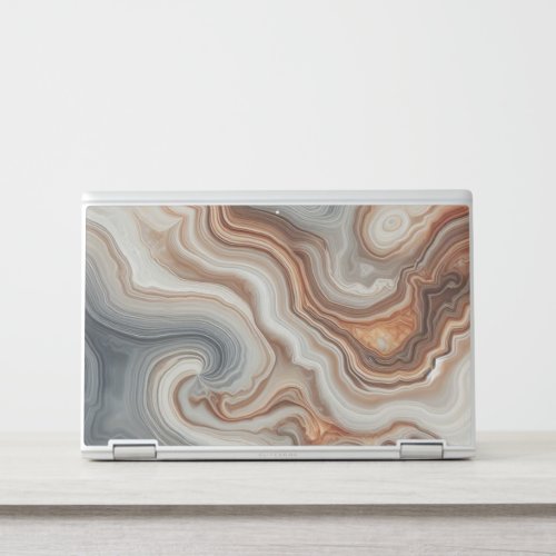 Dark Gray Amber Brown Beige Quartz Agate Pattern HP Laptop Skin