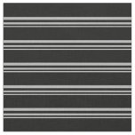 [ Thumbnail: Dark Gray and Black Colored Lines Pattern Fabric ]