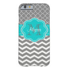 Dark Gray and Blue Chevron Personalized