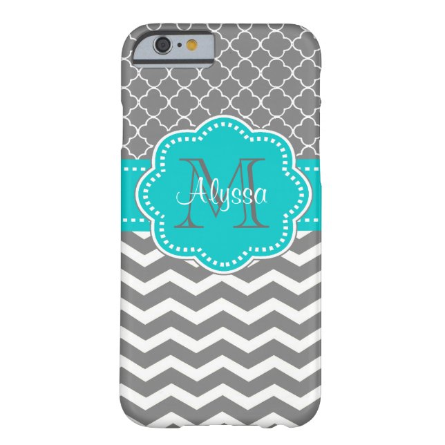 Dark Gray and Blue Chevron Personalized Case-Mate iPhone Case (Back)