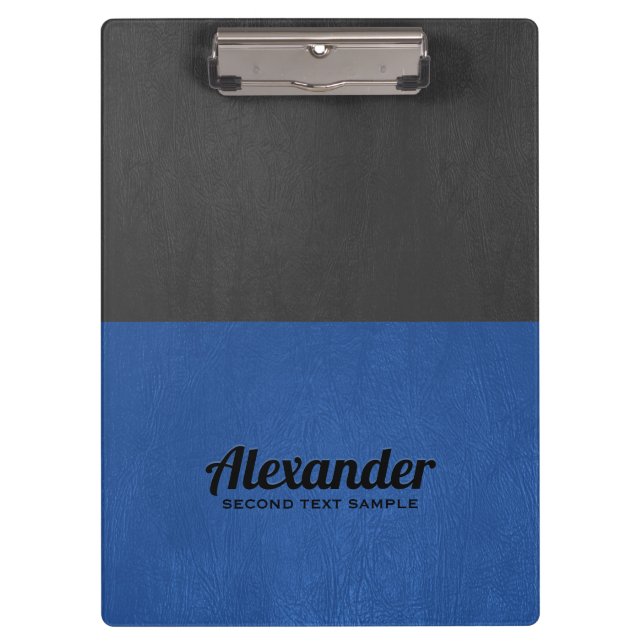 Dark-gray and blue faux leather clipboard (Front)