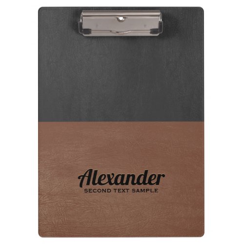 Dark_gray and brown faux leather clipboard