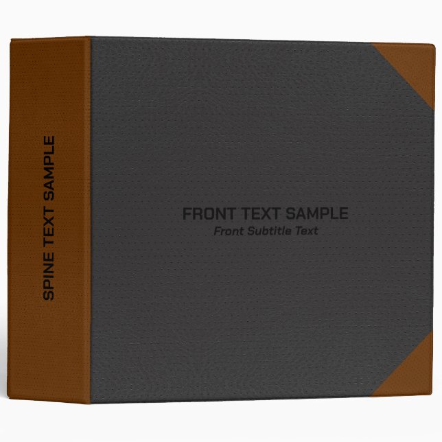 Dark gray and brown leather texture image 3 ring binder (Front/Spine)
