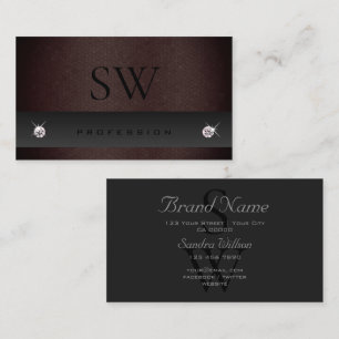 Dark Gray and Burgundy Snake Pattern with Monogram Business Card