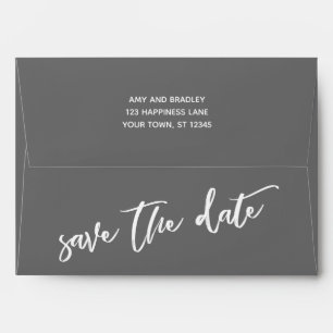 Dark Gray and Casual Handwriting Save the Date Envelope