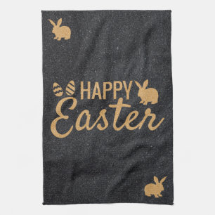 Dark Gray And Gold Glitter Kitchen Towel