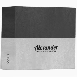 Dark-gray and light-gray faux leather split-screen 3 ring binder
