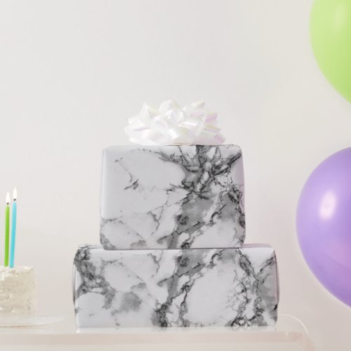 Dark Gray and Light Gray Marble Texture Look Wrapping Paper