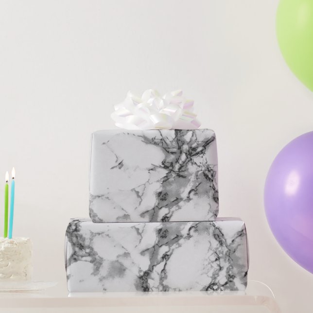 Dark Gray and Light Gray Marble Texture Look Wrapping Paper (Party Gifts)