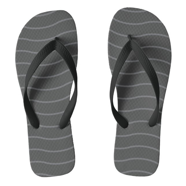 Dark Gray and Light Gray Wave Pattern Flip Flops (Footbed)