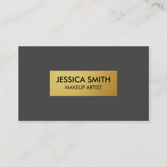 Dark Gray and Metallic Faux Gold Business Card (Front)