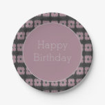 Dark Gray And Plum Floral Paper Plates