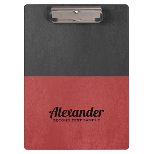 Dark_gray and red faux leather clipboard