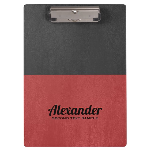Dark-gray and red faux leather clipboard (Front)