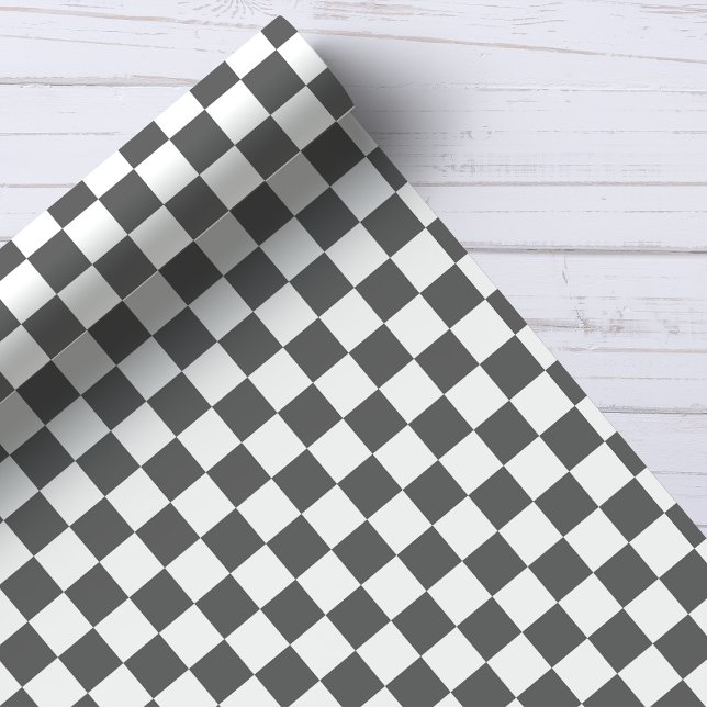 Dark Gray and White Checkerboard Pattern Wrapping Paper (Creator Uploaded)
