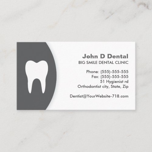 Dark gray and white dental dentist business card