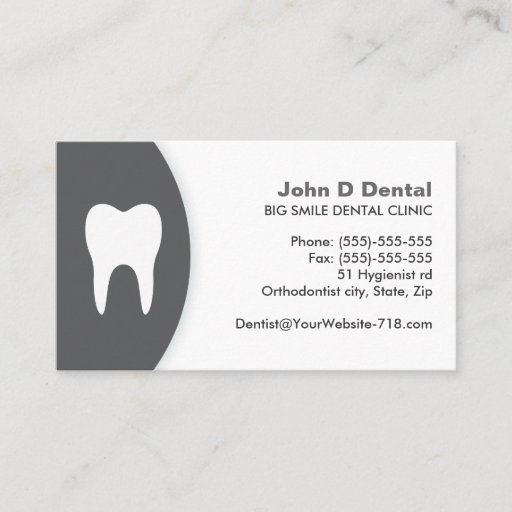 Customizable Dark gray and white dental dentist business card