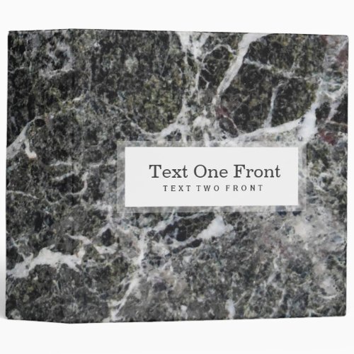 Dark Gray And White Marble Stone White Frame 3 Ring Binder