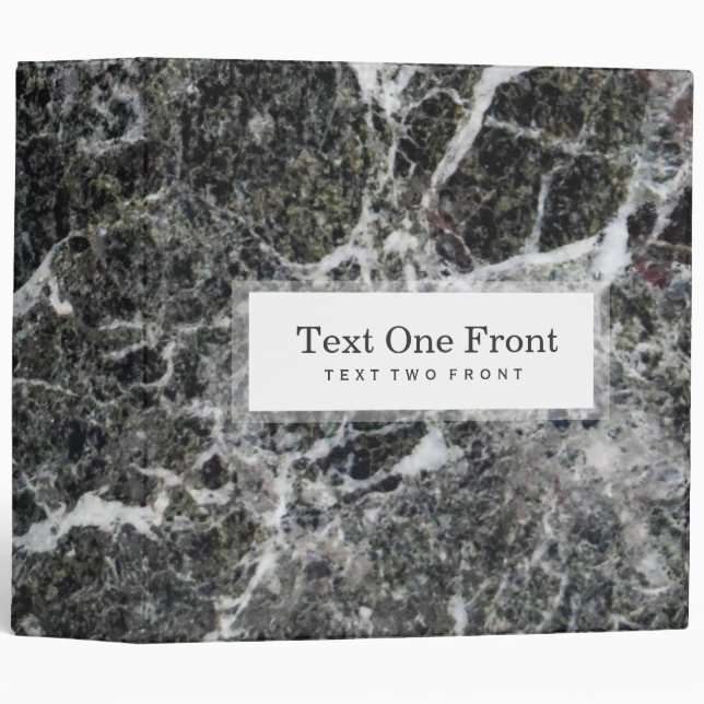 Dark Gray And White Marble Stone White Frame 3 Ring Binder (Front/Spine)