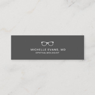 Dark Gray and White Ophthalmologist Glasses Logo Mini Business Card