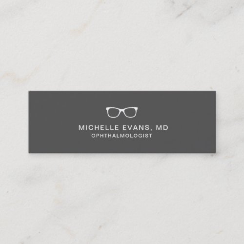 Dark Gray and White Ophthalmologist Glasses Logo Mini Business Card