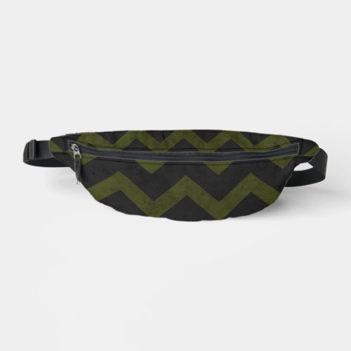 Dark gray army green vintage chevron pattern  fanny pack