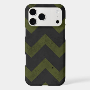 Dark gray army green vintage chevron pattern lines iPhone 17 pro max case