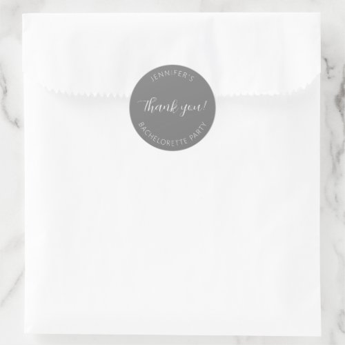Dark Gray Bachelorette Party Thank You Classic Round Sticker