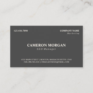 Dark Gray Basic Professional Business Card