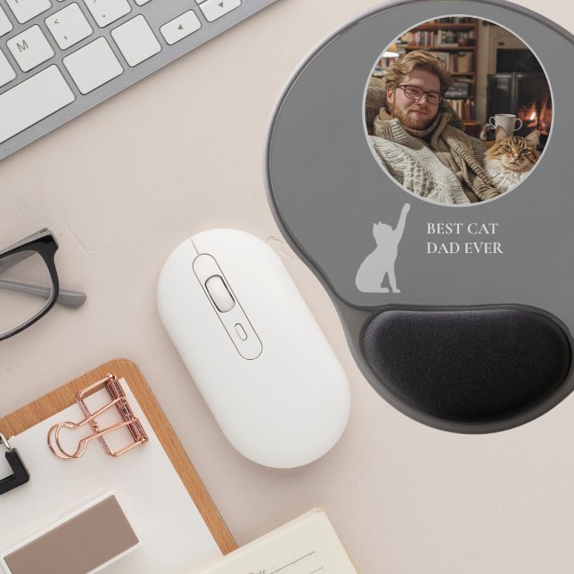 Dark Gray Best Cat Dad Ever Custom Gel Mouse Pad (Creator Uploaded)