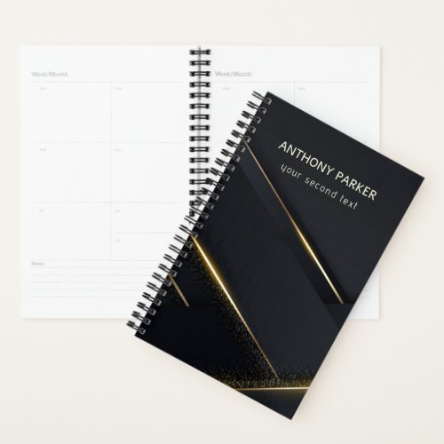 Dark Gray Black And Gold Lines  Planner