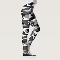 Dark Gray Black And White Camouflage Pattern Leggings Dark Gray Black And White Camouflage Pattern Leggings