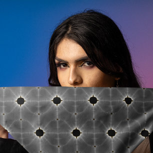Dark Gray Black Fractal Polka Dot Pattern Bandana