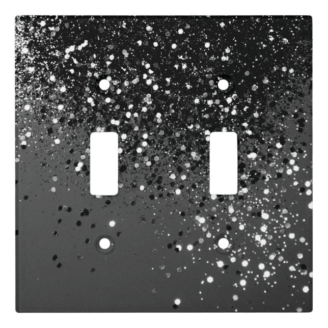 Dark Gray Black Lady Glitter #1 #shiny #decor Light Switch Cover (Front)