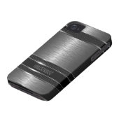 Dark Gray & Black Metallic Brushed Aluminum Look Case-Mate iPhone Case (Bottom)