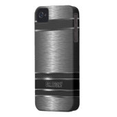 Dark Gray & Black Metallic Brushed Aluminum Look Case-Mate iPhone Case (Back Left)