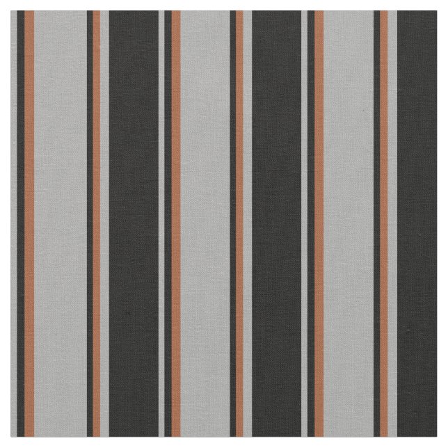 Dark Gray, Black & Sienna Striped Pattern Fabric (Close Up)