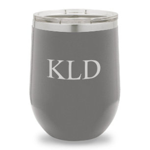 Dark Gray Block Monogram Insulated Wine Tumbler