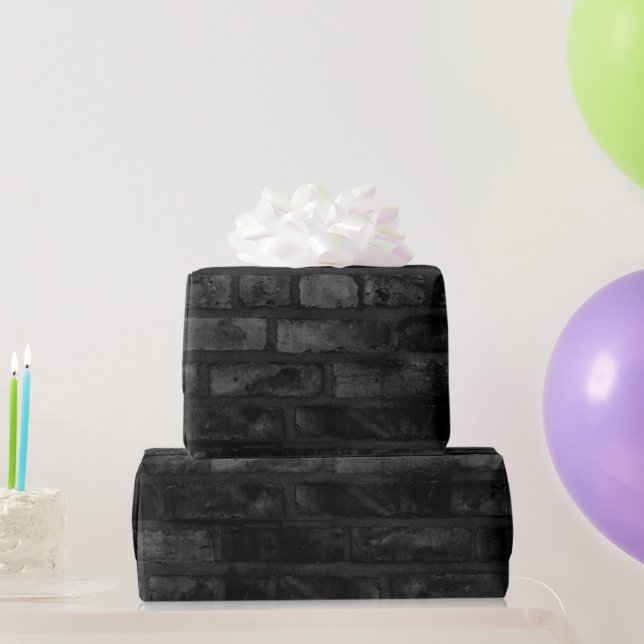 Dark Gray Brick Wall Wrapping Paper (Party Gifts)